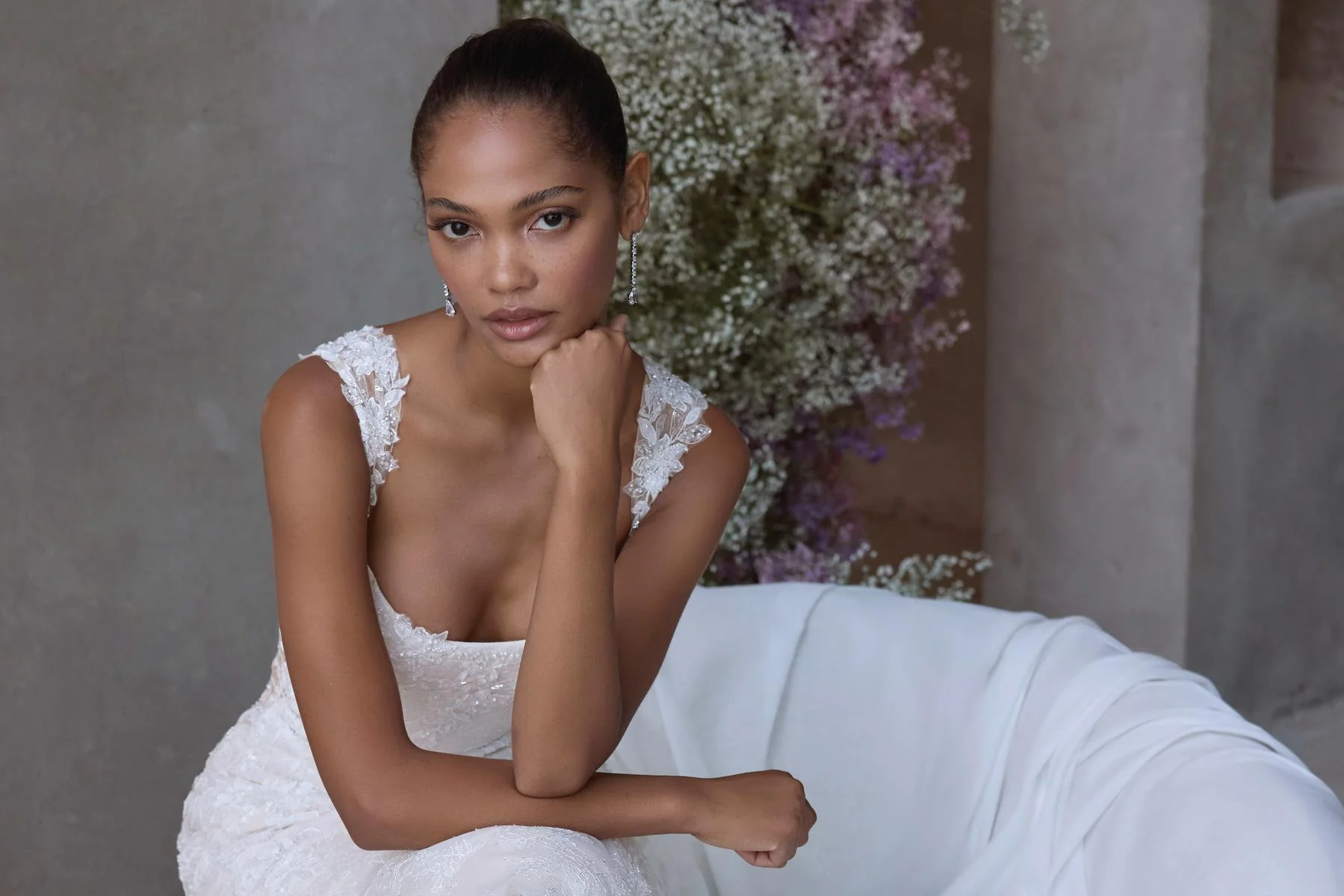 Morilee "Evangeline" Soft Mermaid Lace Bridal Gown with Straps - Image 5