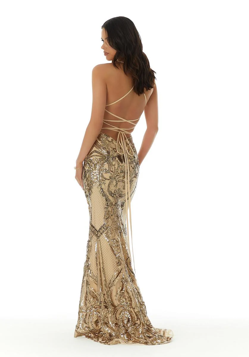 Morilee Long Sequin V-Neck Prom Dress 43032 - Image 3
