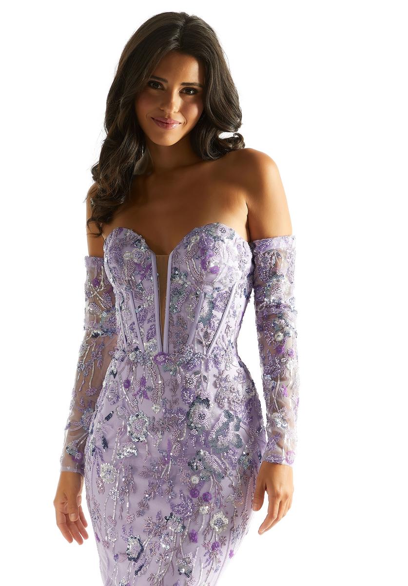 Morilee Strapless Floral Detachable Sleeve Dress 49002 - Image 8
