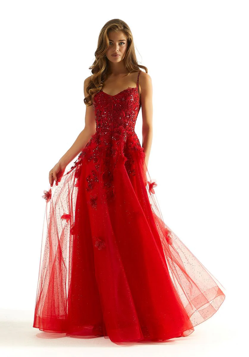 Morilee 3D Floral Lace-up Back Prom Dress 49049 - Image 4