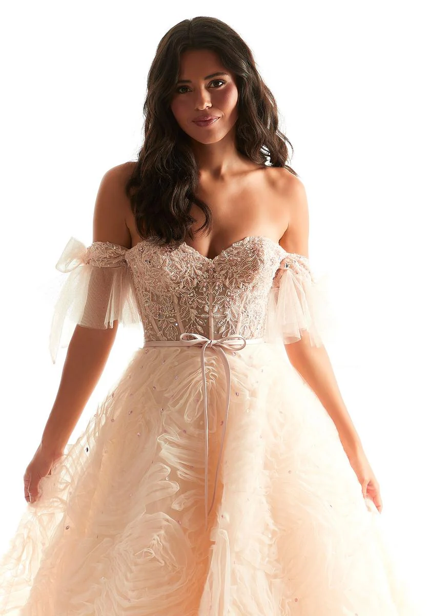 Morilee Ruffle Lace Ball Gown Prom Dress 49068 - Image 5