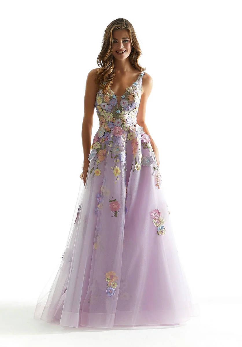Morilee 3D Floral A-Line Prom Dress 49074 - Image 4