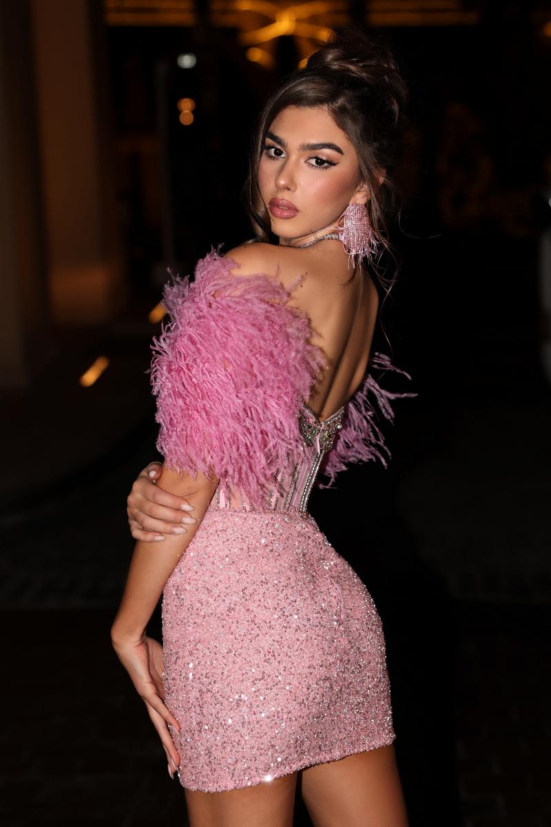 Portia and Scarlett Illusion Feather Dress PS23731C - Image 2
