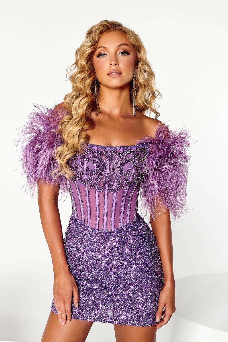 Portia and Scarlett Illusion Feather Dress PS23731C - Image 7