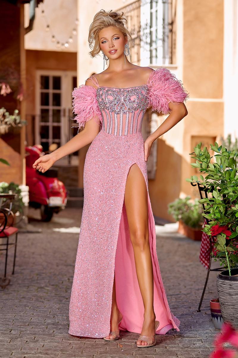 Portia and Scarlett Illusion Feather Dress PS23741C - Image 5