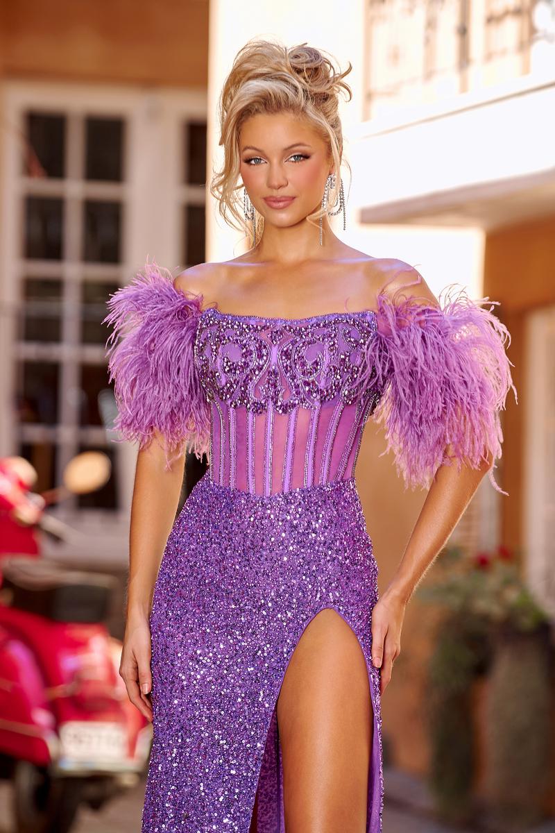 Portia and Scarlett Illusion Feather Dress PS23741C - Image 7