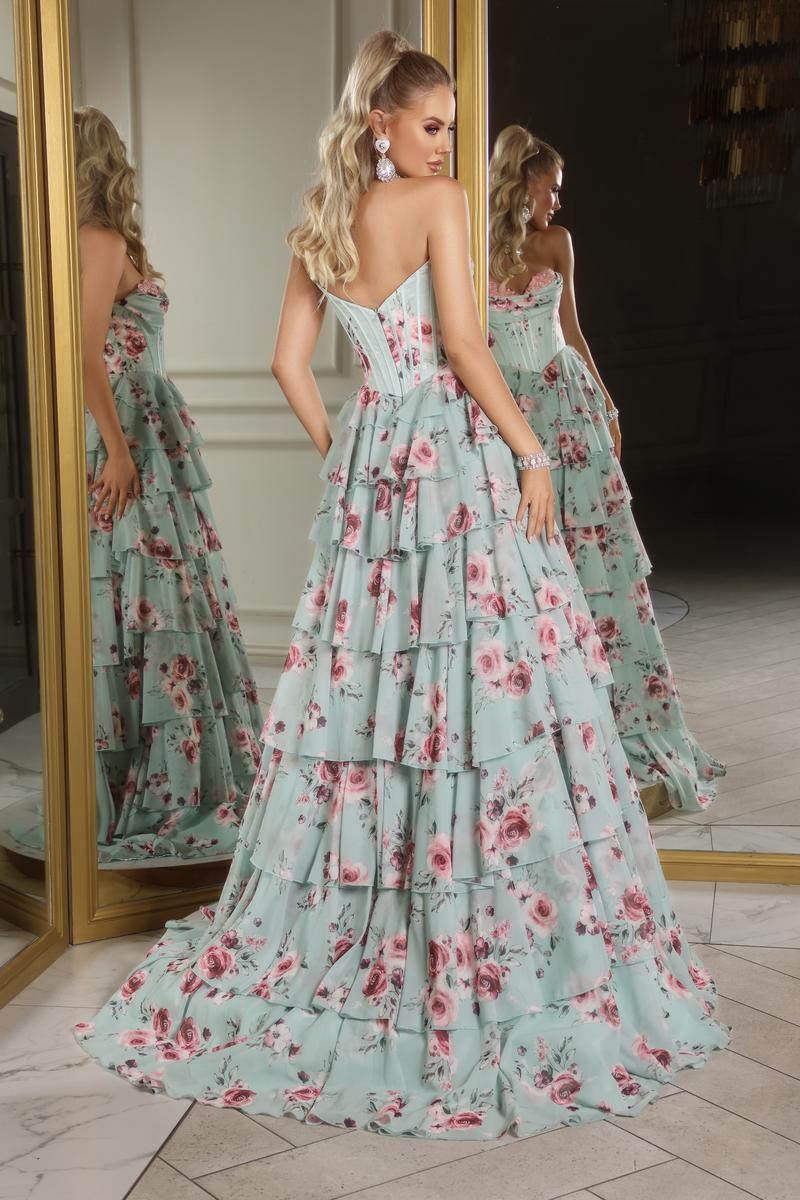 Portia & Scarlett A-Line Floral Print Prom Dress PS25960 - Image 8