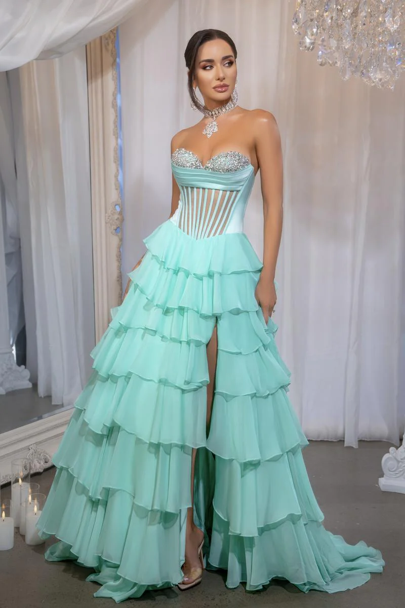 Portia & Scarlett A-Line Ruffle Prom Dress PS25961 - Image 13