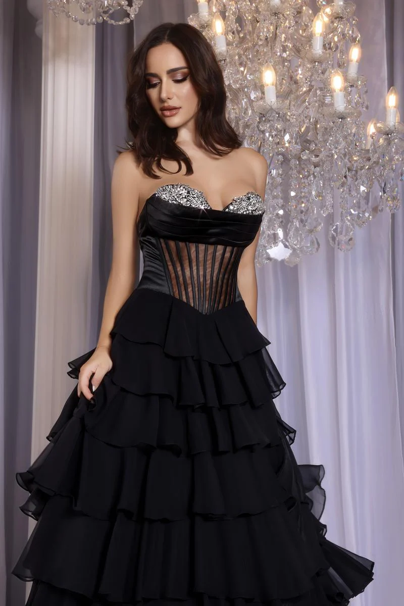 Portia & Scarlett A-Line Ruffle Prom Dress PS25961 - Image 9