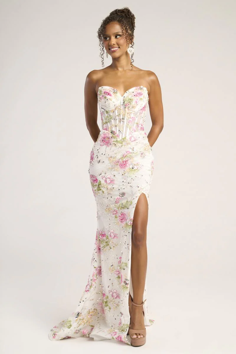 Portia & Scarlett Fitted Floral Embroidery Prom Dress PS26021