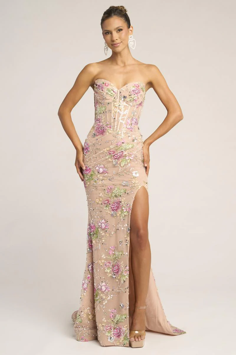 Portia & Scarlett Fitted Floral Embroidery Prom Dress PS26021 - Image 7