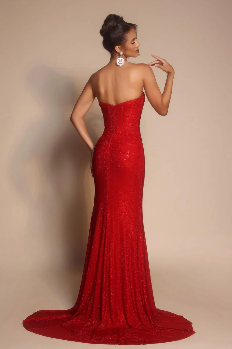 Portia & Scarlett Fitted Illusion Plunge Prom Dress PS26026 - Image 3