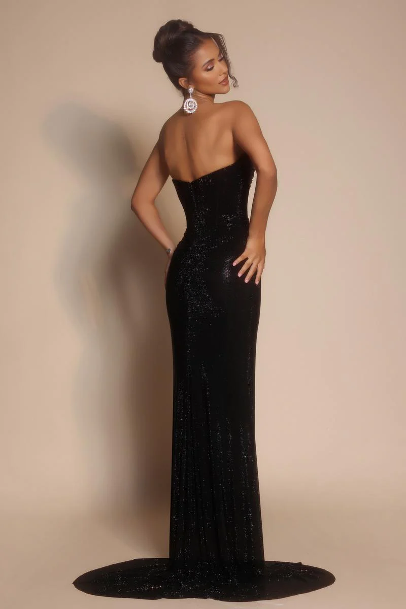 Portia & Scarlett Fitted Illusion Plunge Prom Dress PS26026 - Image 5