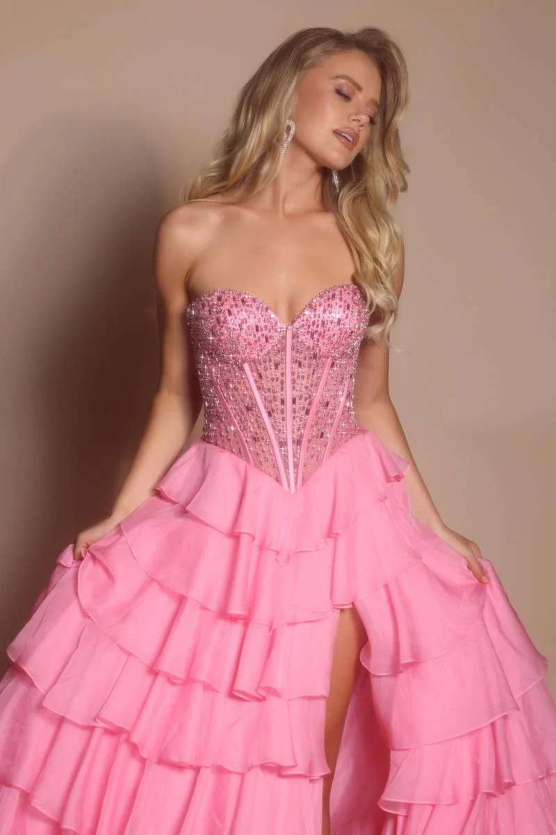 Portia and Scarlett Strapless Corset A-line Prom Dress PS26037 - Image 8