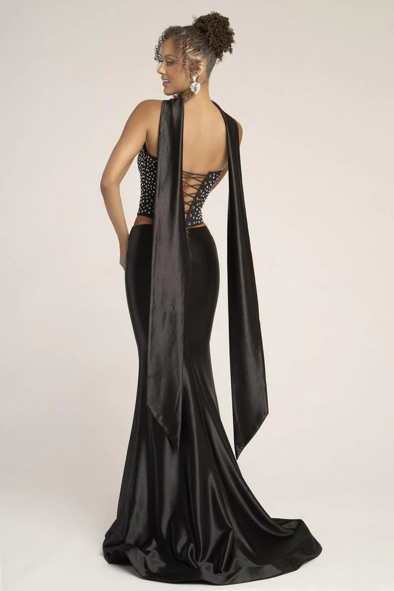 Portia and Scarlett Two Piece Corset Prom Dress with Scarf PS26042 - Image 4