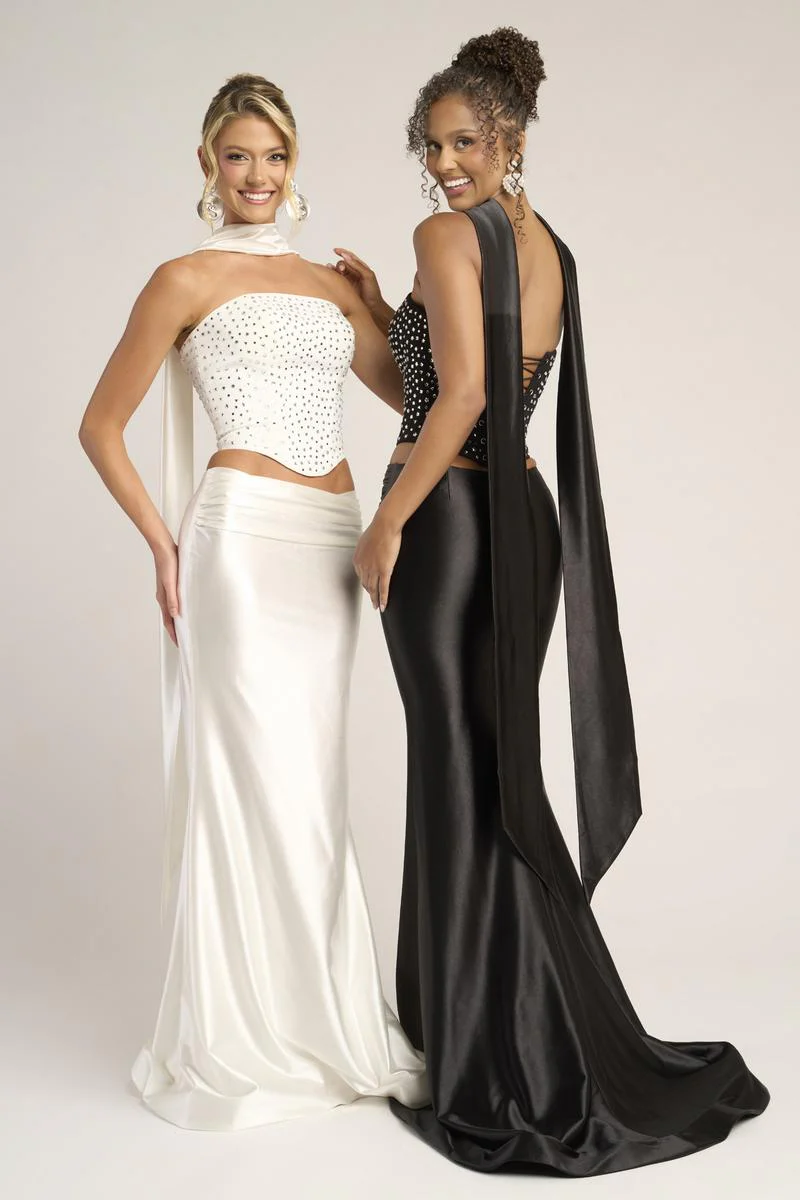 Portia and Scarlett Two Piece Corset Prom Dress with Scarf PS26042 - Image 7