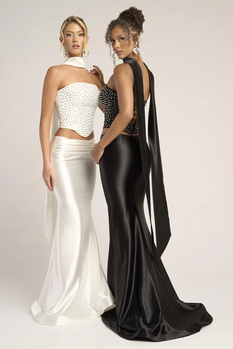 Portia and Scarlett Two Piece Corset Prom Dress with Scarf PS26042 - Image 9
