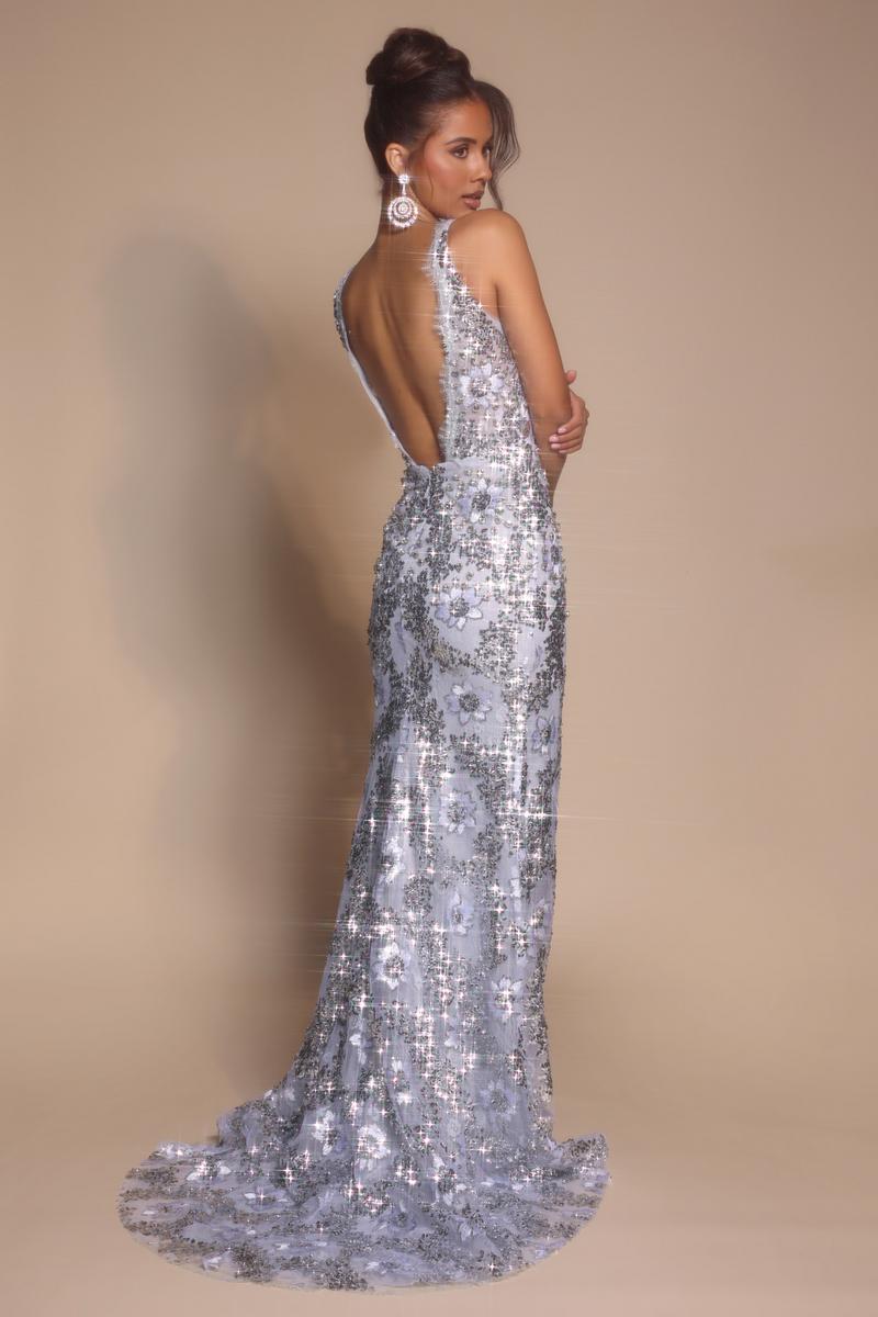Portia and Scarlett Plunging Floral Lace Prom Dress PS26043 - Image 2