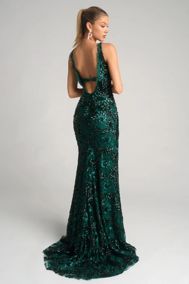 Portia and Scarlett Plunging Floral Lace Prom Dress PS26043 - Image 5