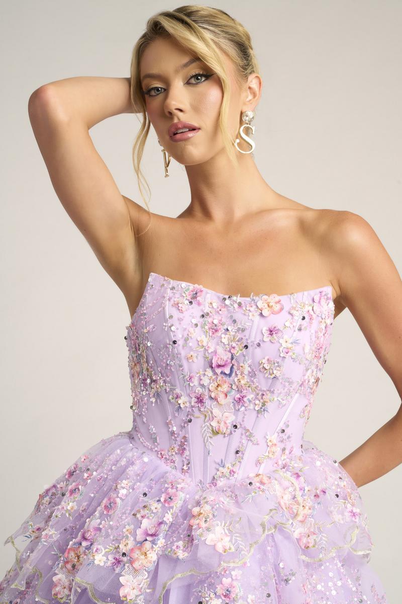 Portia and Scarlett Floral Corset Ball Gown Prom Dress PS26051 - Image 3