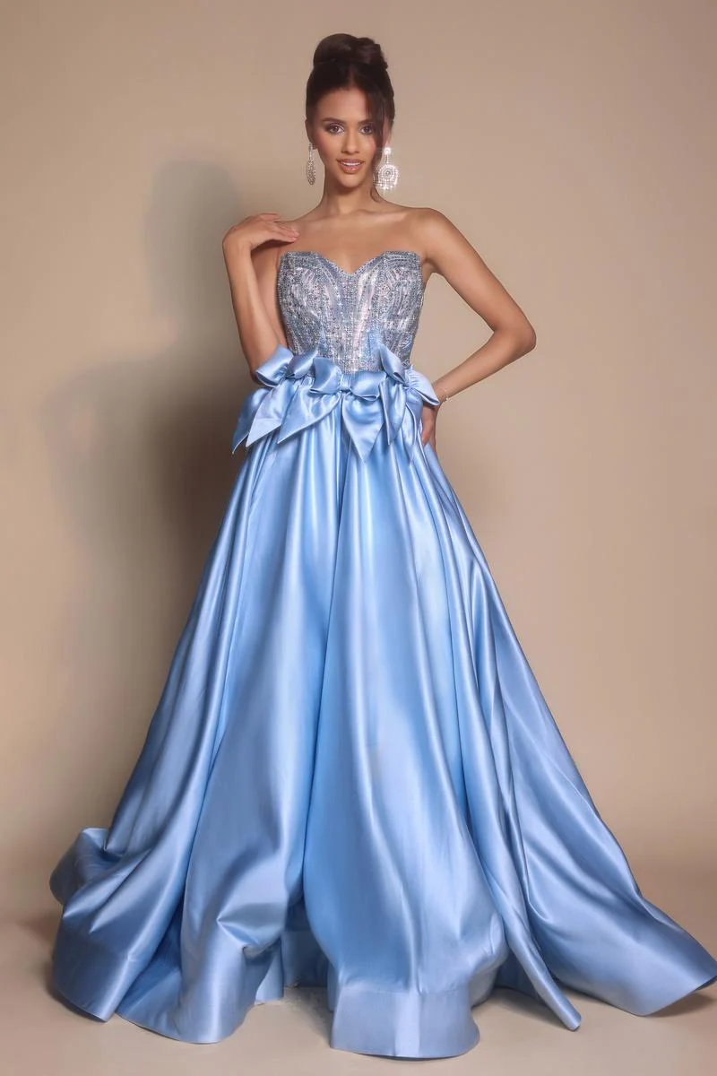 Portia and Scarlett Rhinestone Bow A-line Prom Dress PS26077 - Image 3