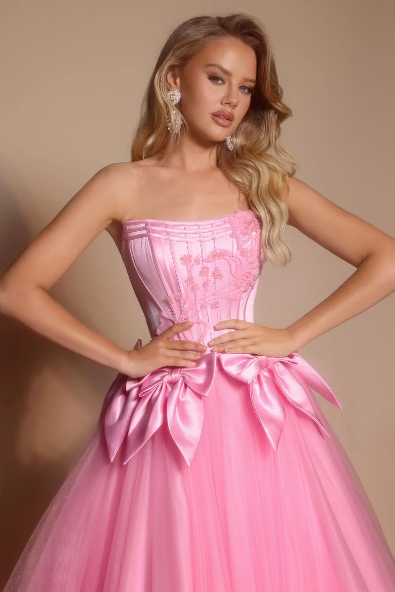 Portia and Scarlett Corset Ballgown Prom Dress with Bows PS26102 - Image 11