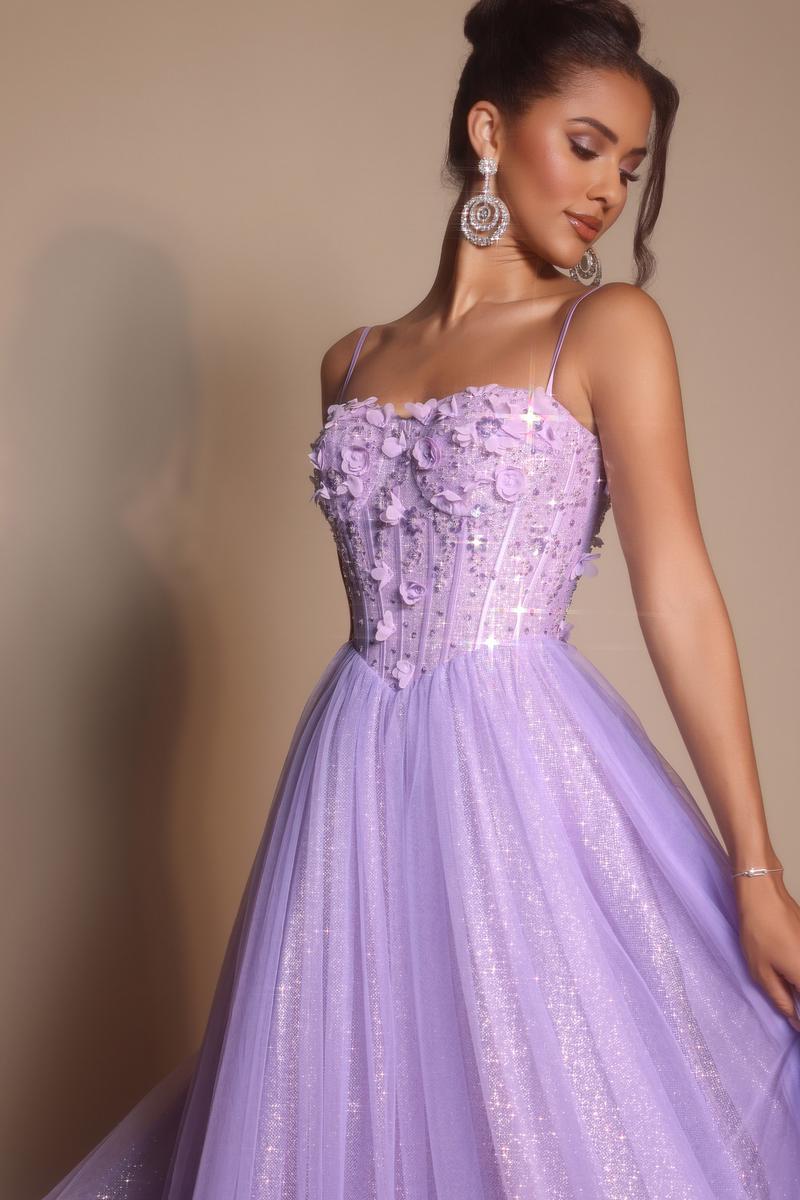 Portia and Scarlett 3D Floral Sparkle Tulle Ballgown Prom Dress PS26146 - Image 3