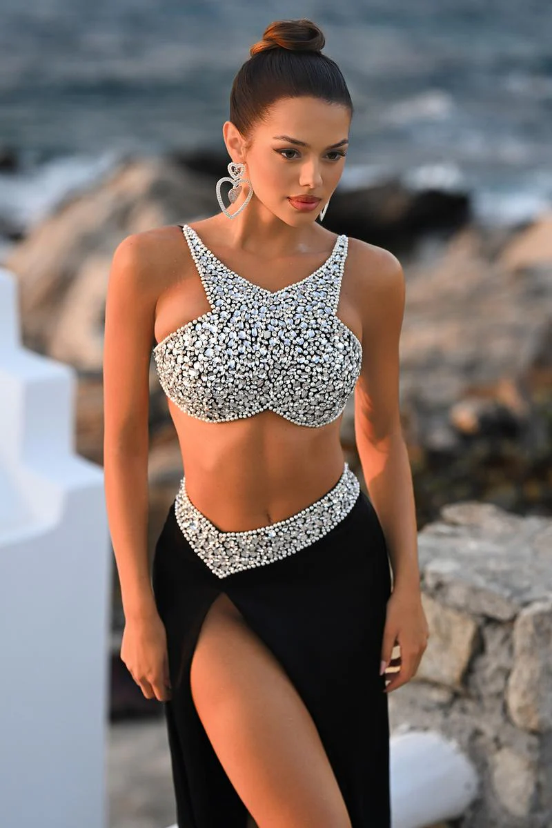Portia and Scarlett Two Piece Prom Dress with Slit PS26168 - Image 3