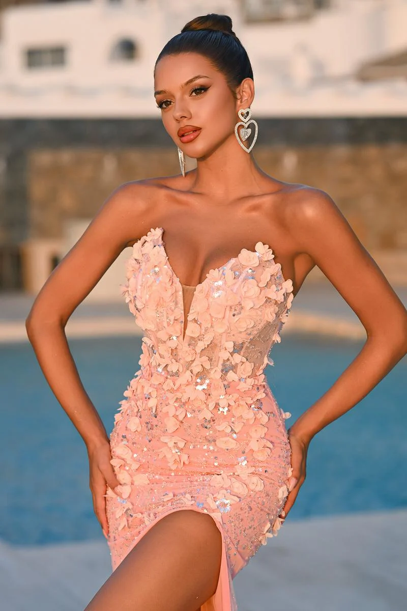 Portia and Scarlett Strapless 3D Floral Embellished Prom Dress PS26176 - Image 7