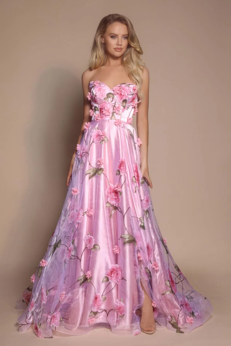 Portia and Scarlett Strapless Floral A-line Prom Dress PS26180 - Image 4
