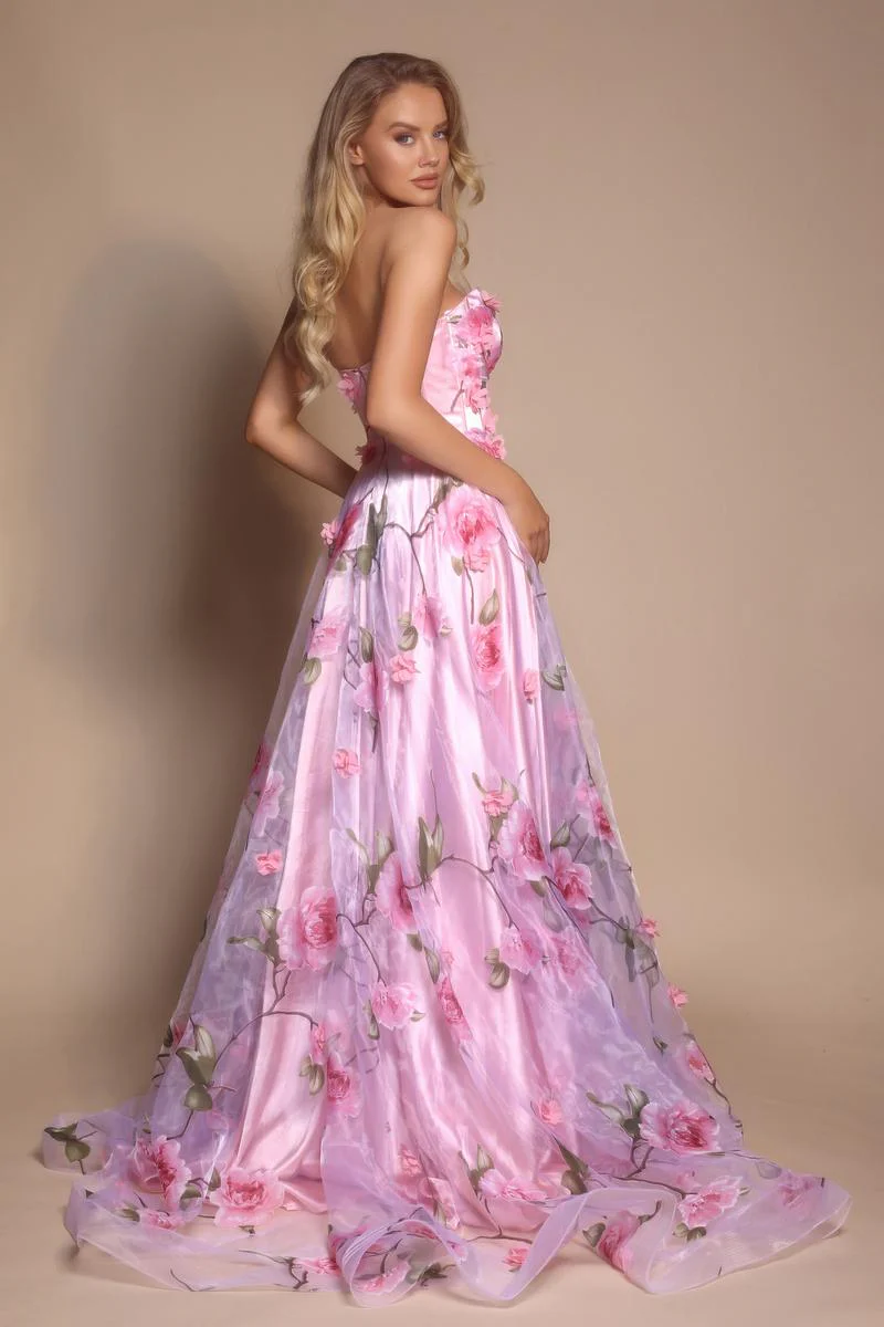Portia and Scarlett Strapless Floral A-line Prom Dress PS26180 - Image 5