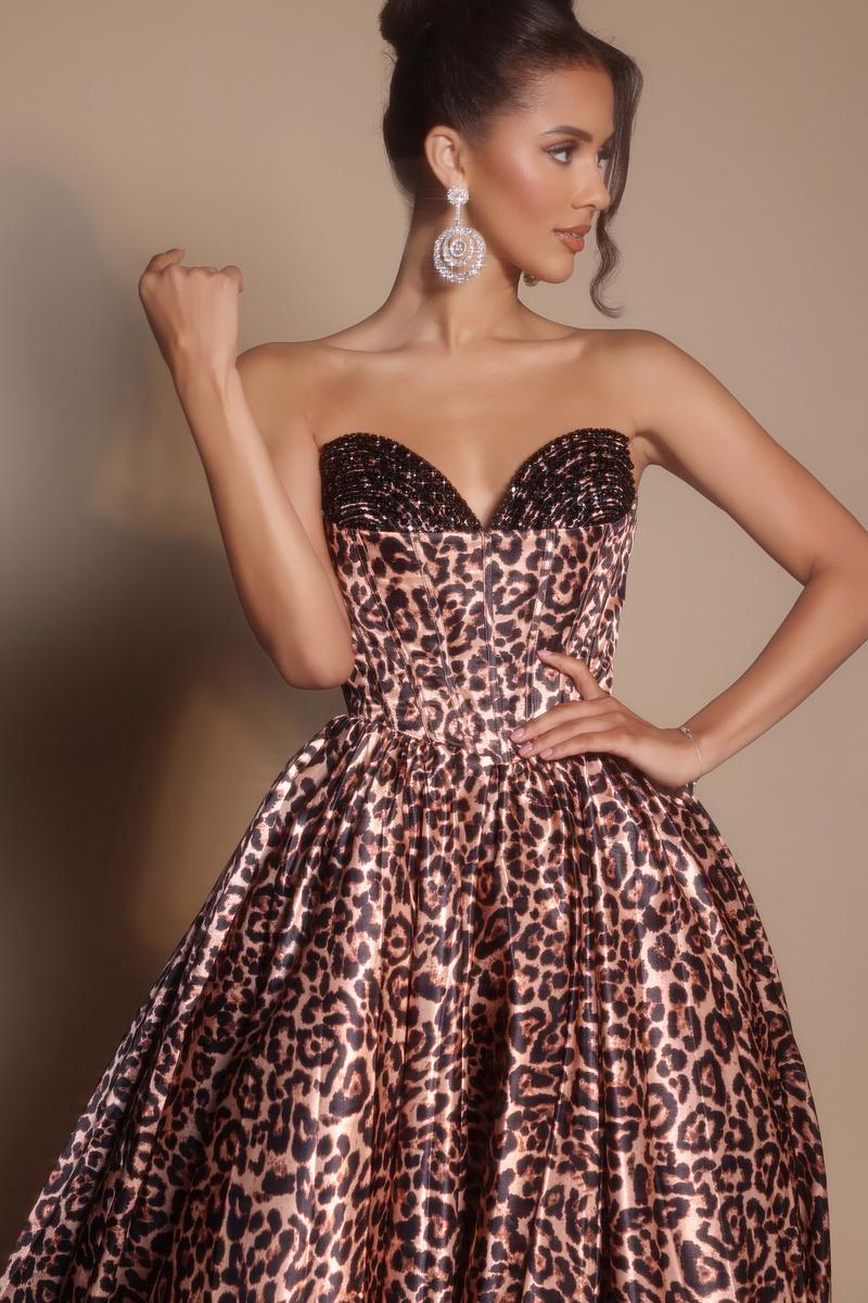 Portia & Scarlett Leopard Print Strapless Ballgown PS26188 - Image 4