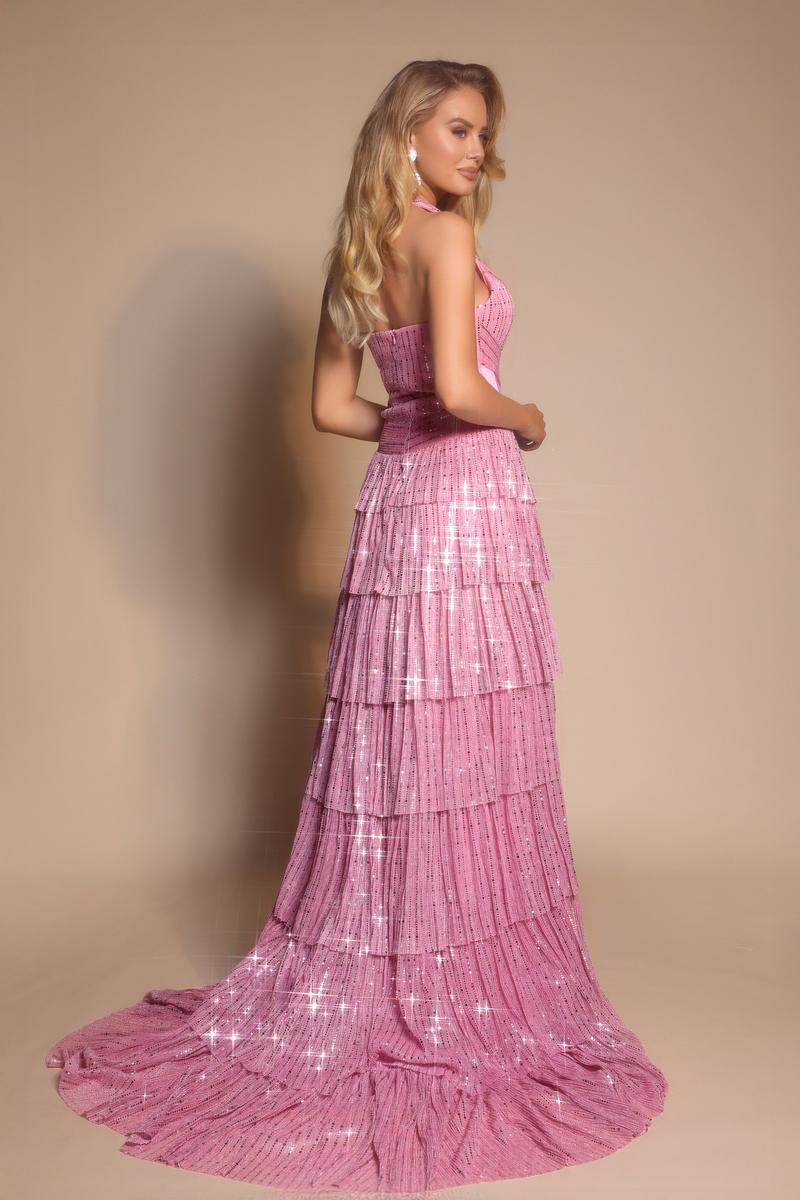Portia and Scarlett Sparkly A-line Halter Top Prom Dress PS26198 - Image 2