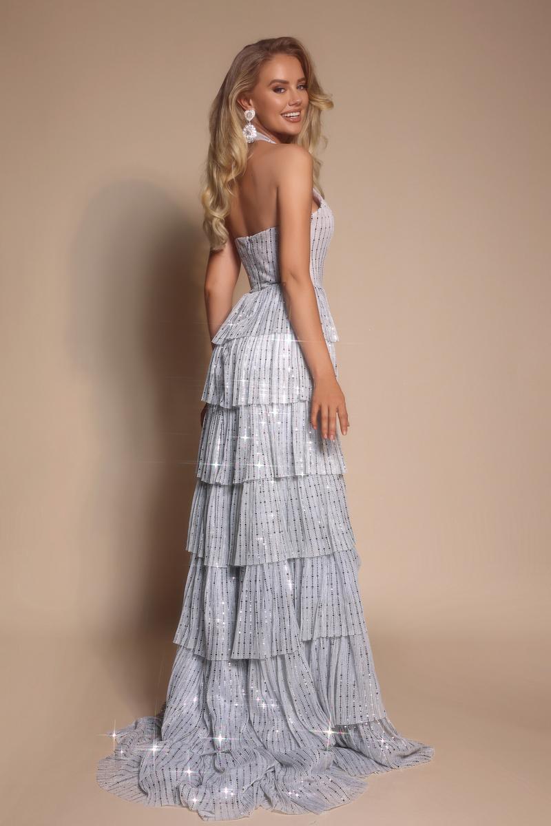 Portia and Scarlett Sparkly A-line Halter Top Prom Dress PS26198 - Image 5