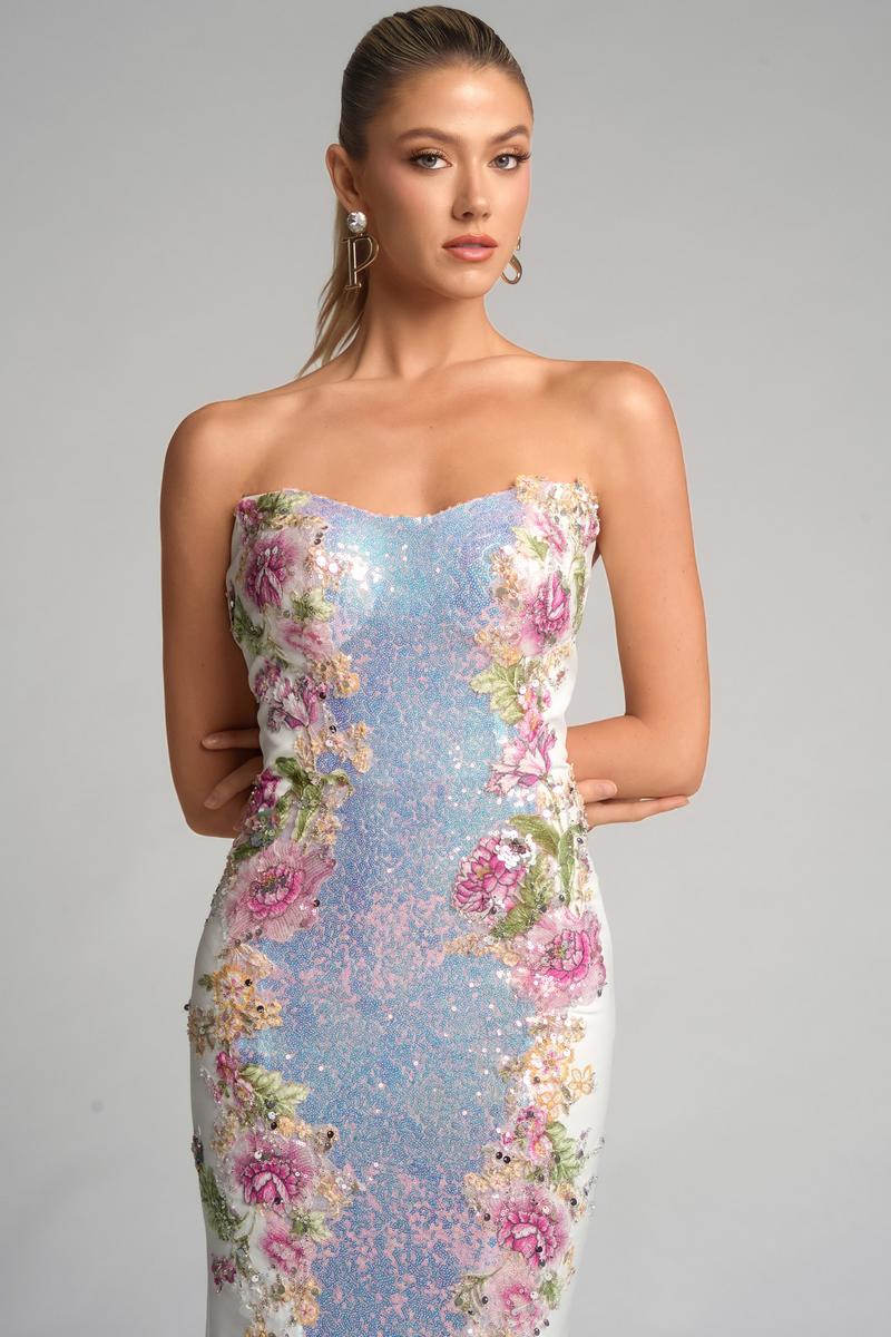 Portia and Scarlett Floral Sequin Prom Dress PS26286 - Image 3