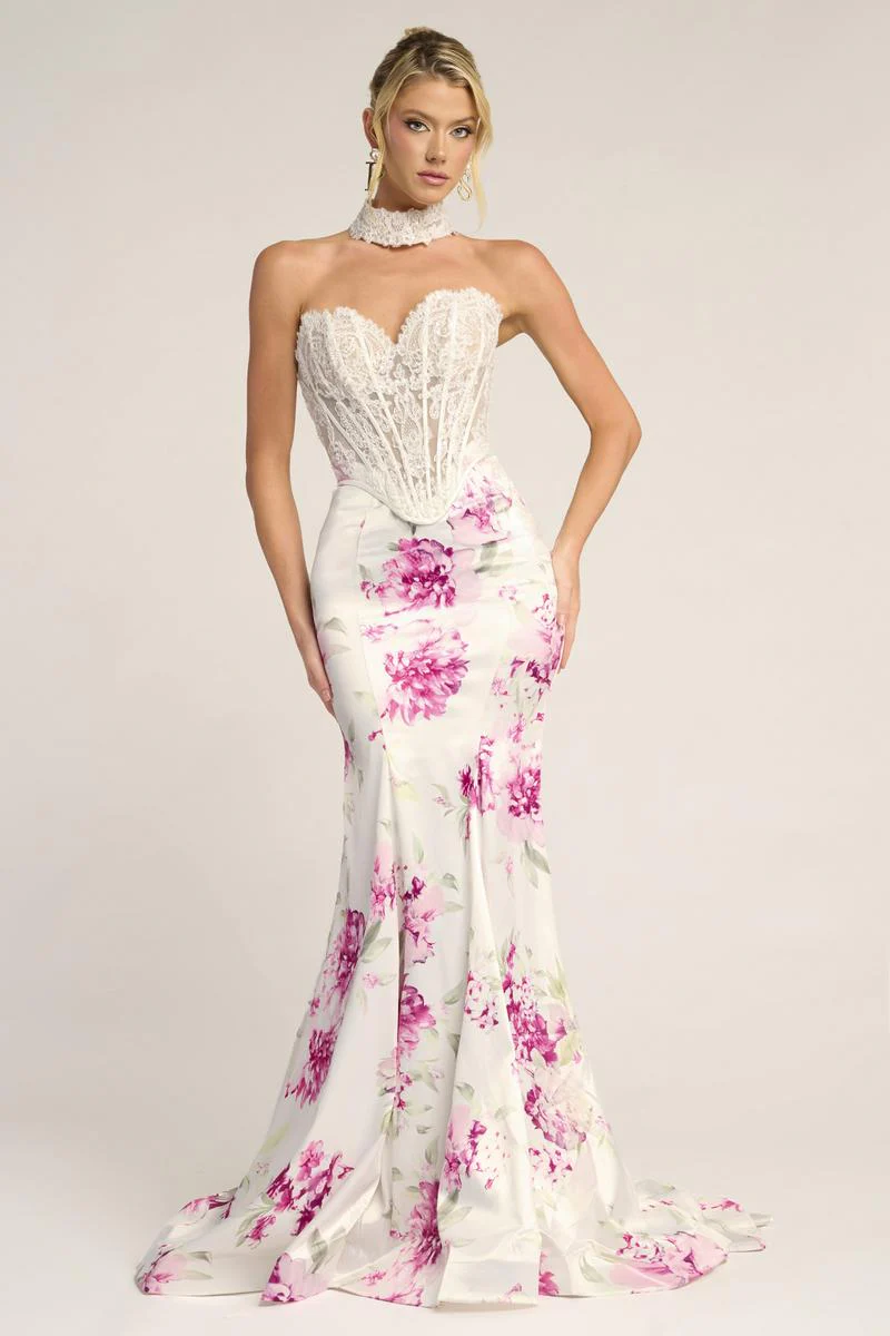 Portia and Scarlett Floral Print Prom Dress PS26299