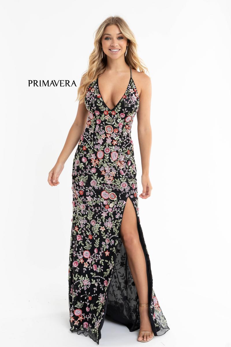 Primavera Couture Beaded Floral Open Back Long Dress 3073 - Image 5