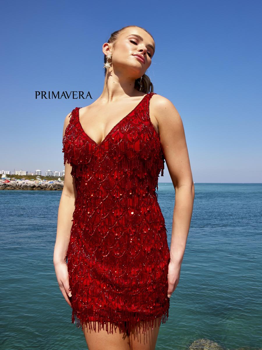 Primavera V-Neck Fringe Homecoming Dress 4042 - Image 3