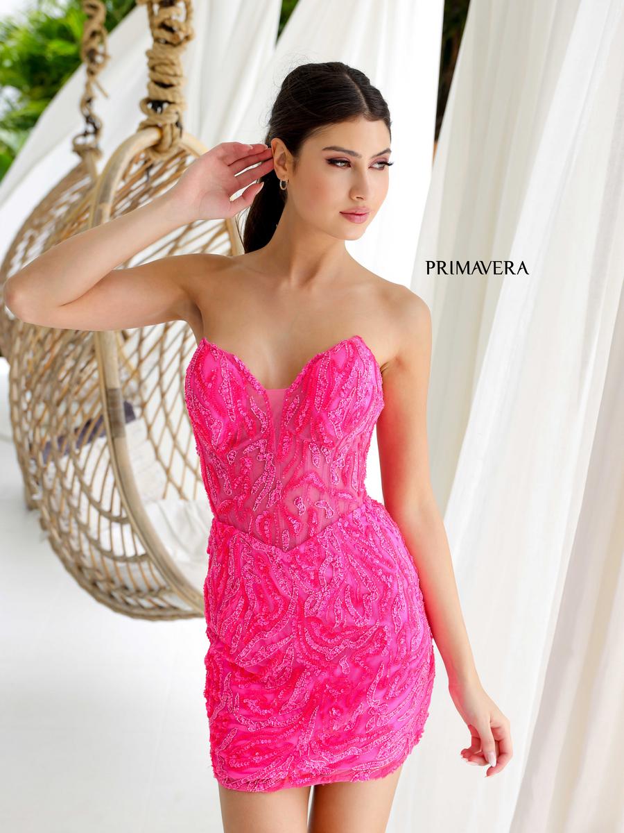 Primavera Sequin Strapless Illusion Homecoming Dress 4222 - Image 3