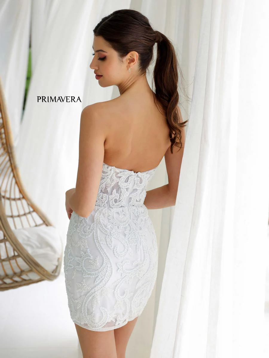 Primavera Illusion Corset Beaded Homecoming Dress 4227 - Image 2