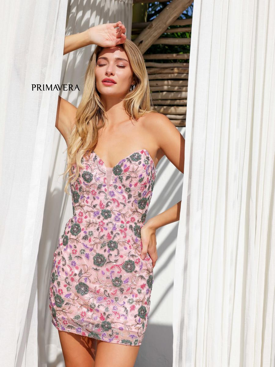 Primavera Strapless Beaded Homecoming Dress 4237 - Image 3