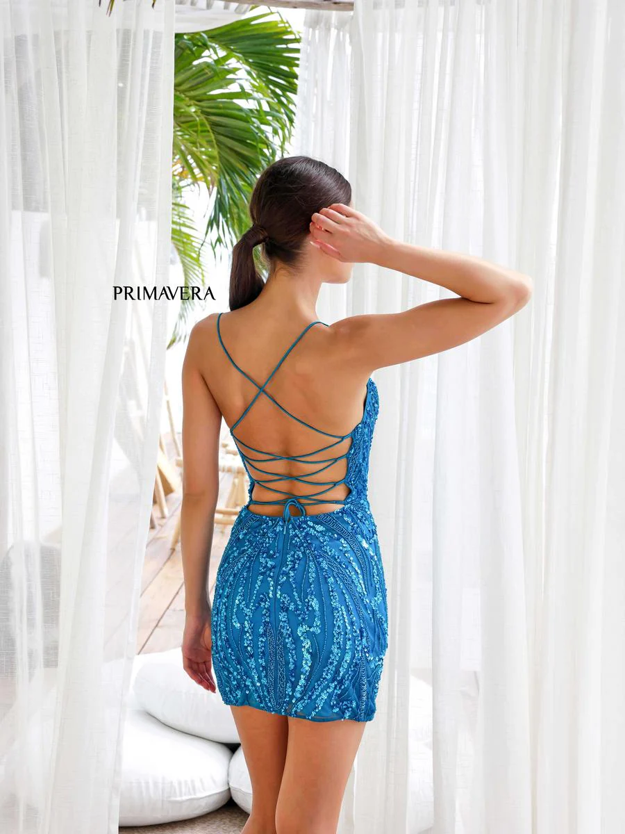 Primavera V-Neck Lace-up Back Homecoming Dress 4250 - Image 2