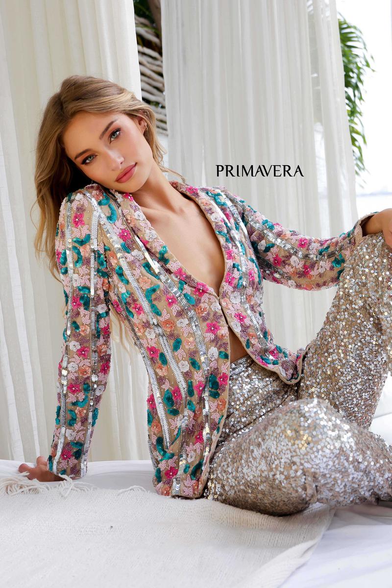 Primavera Floral Beaded Blazer and Sequin Pant Suit 4274 - Image 7