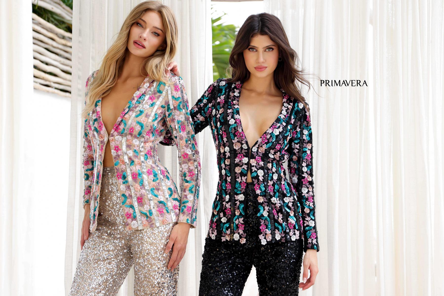 Primavera Floral Beaded Blazer and Sequin Pant Suit 4274 - Image 9