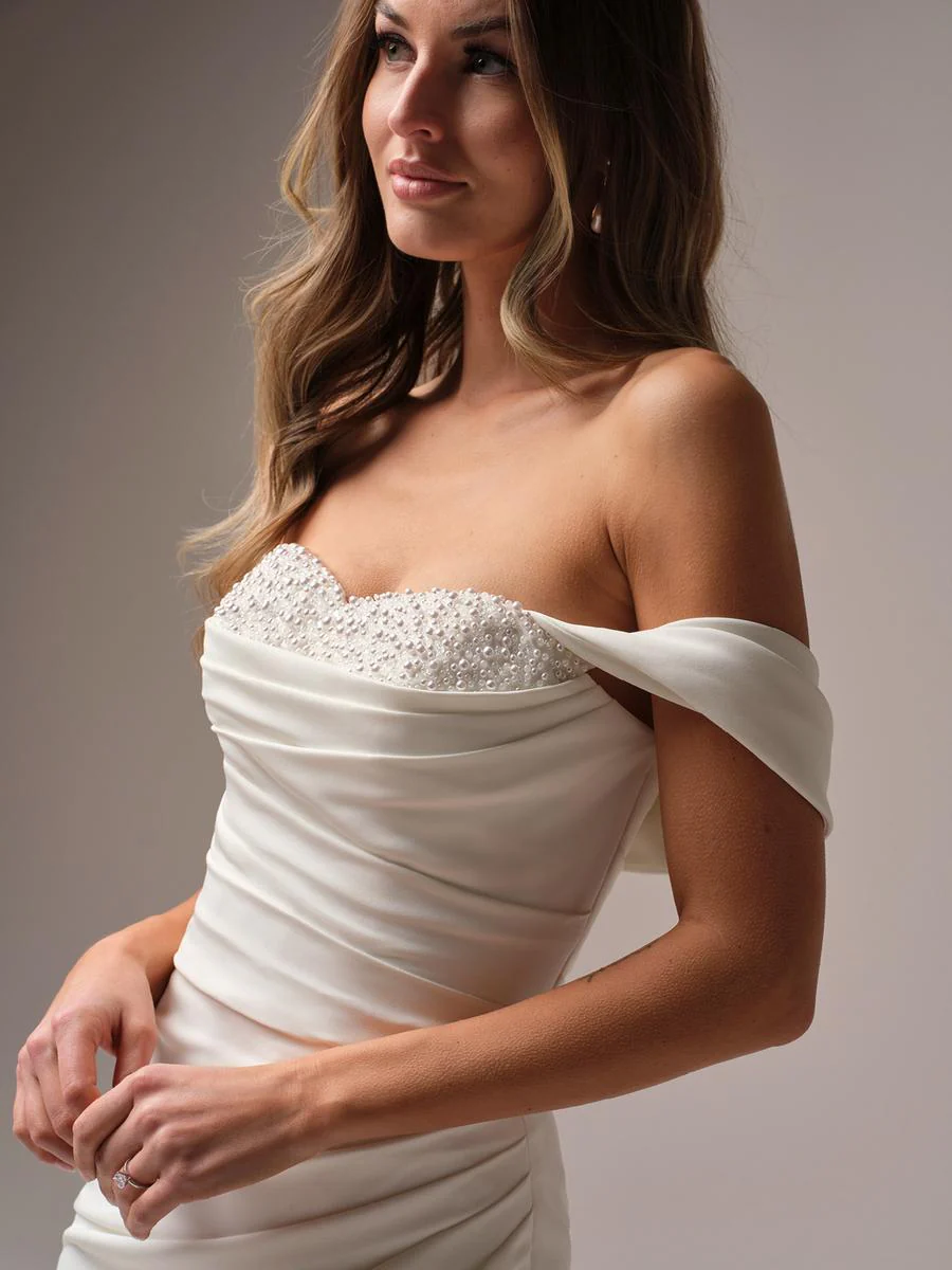 Rebecca Ingram "Kathleen" Strapless Crepe Bridal Gown - Image 9