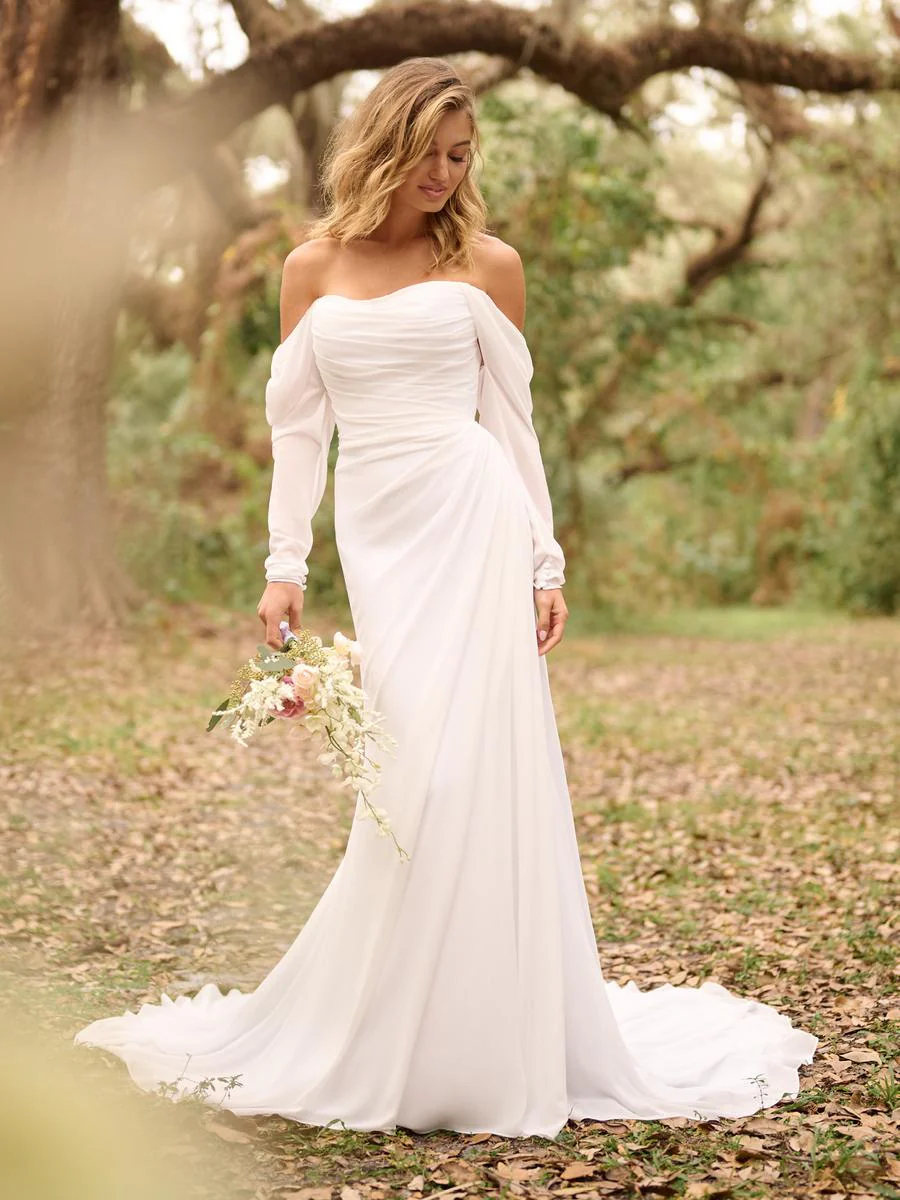 Rebecca Ingram "Francesca" Whimsical Chiffon Strapless Bridal Gown
