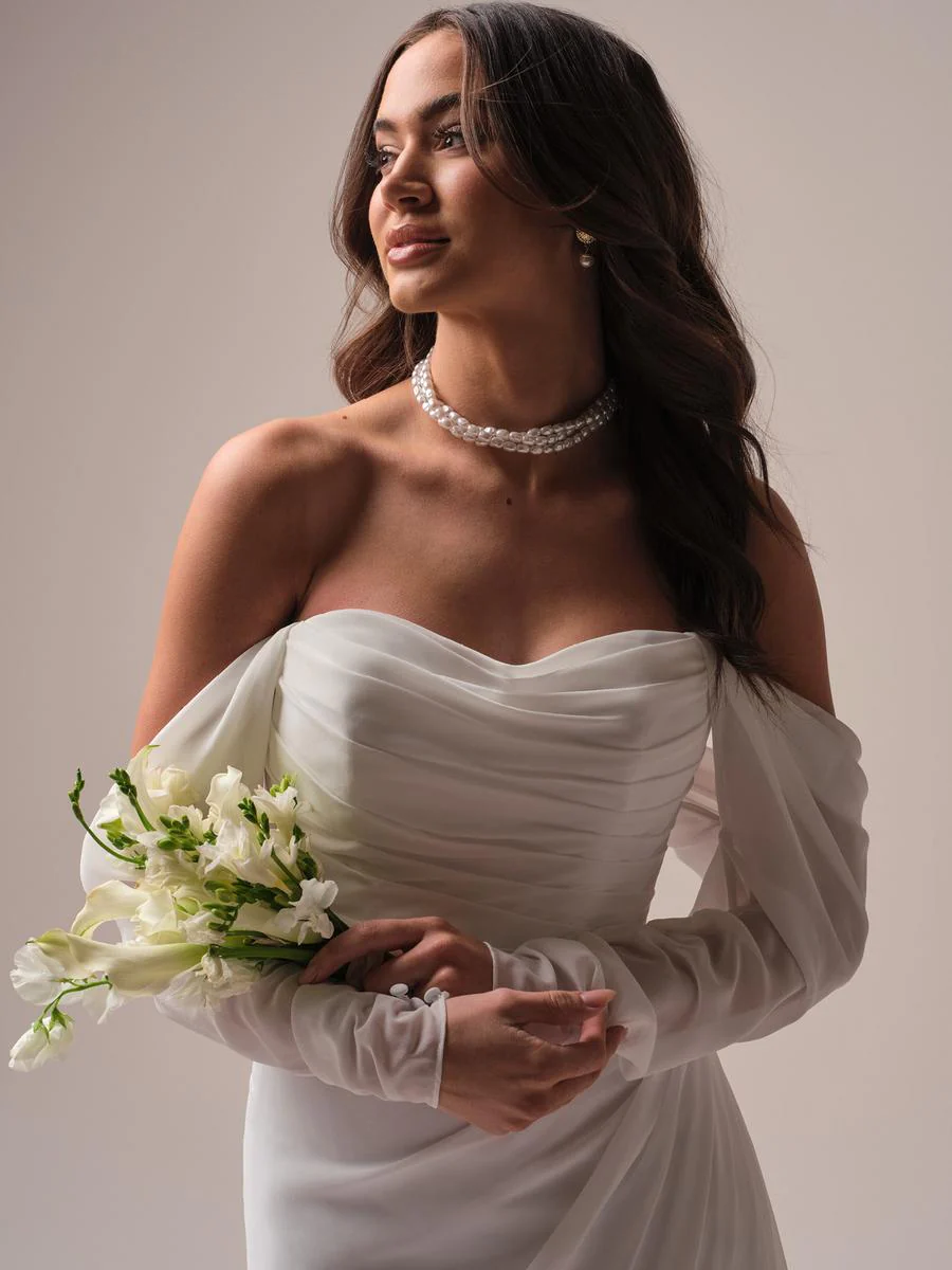 Rebecca Ingram "Francesca" Whimsical Chiffon Strapless Bridal Gown - Image 10