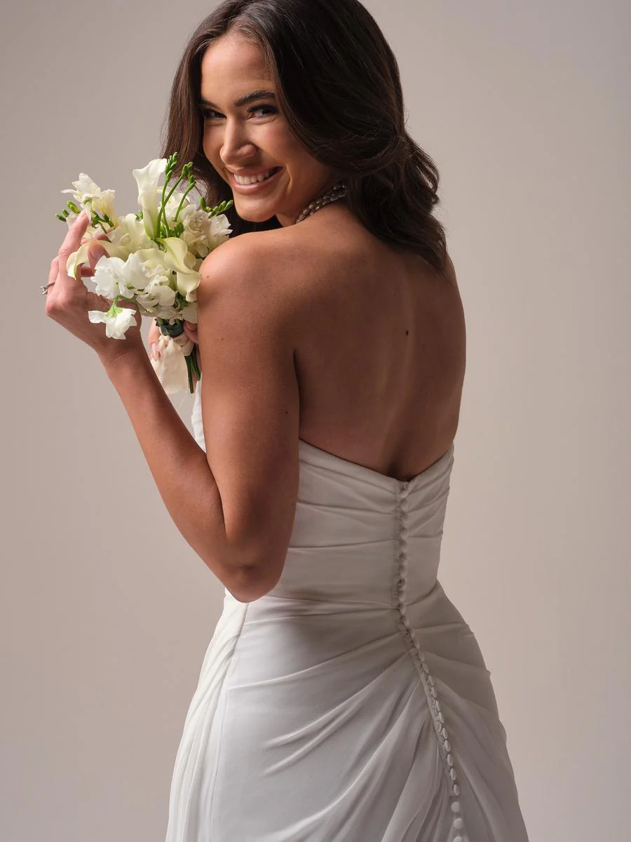 Rebecca Ingram "Francesca" Whimsical Chiffon Strapless Bridal Gown - Image 11