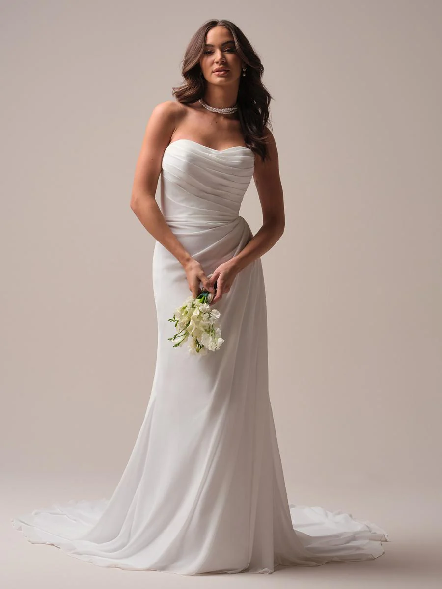 Rebecca Ingram "Francesca" Whimsical Chiffon Strapless Bridal Gown - Image 12