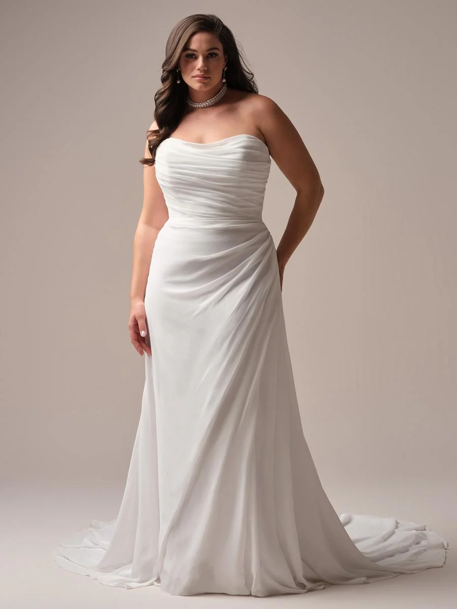 Rebecca Ingram "Francesca" Whimsical Chiffon Strapless Bridal Gown - Image 3